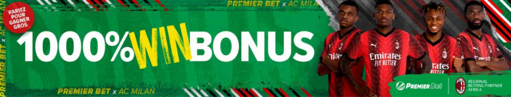 1000% win bonus on combined bets at premier bet