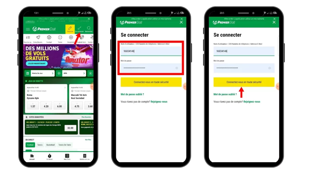 se connecter sur Premier Bet