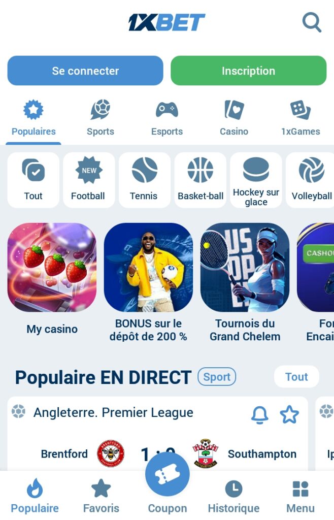 Connexion à son compte 1xbet