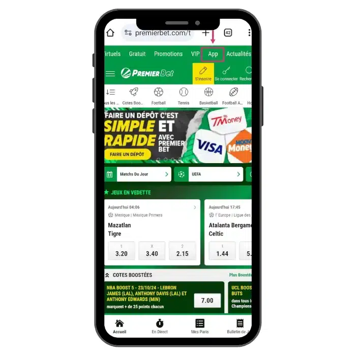 Comment télécharger premier bet APK sur Android