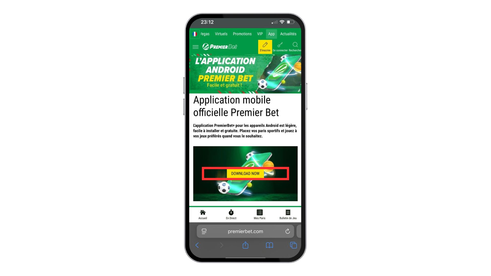 télécharger l'application mobile de Premier Bet Togo