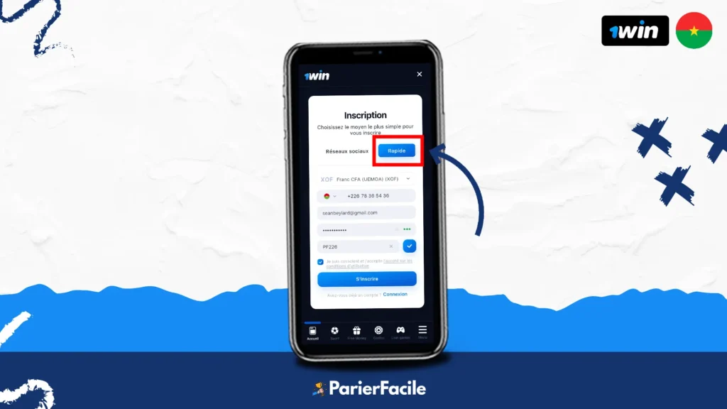 Inscription sur 1win Burkina-Faso