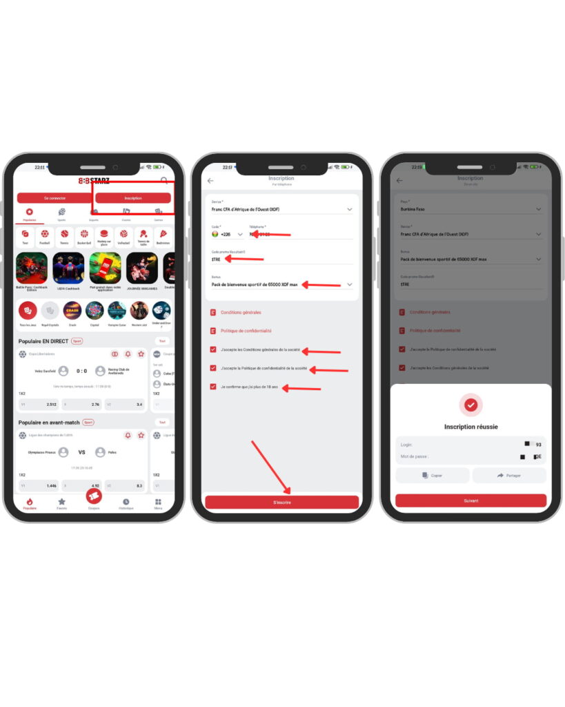 Comment sinscrire sur 888starz Burkina