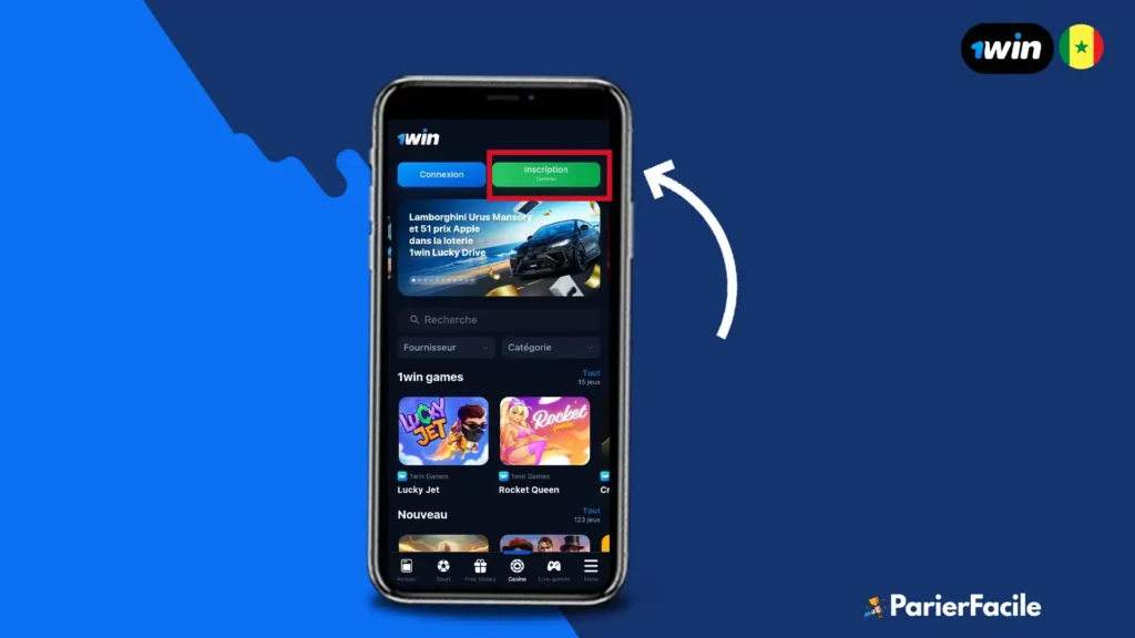 s'inscrire sur 1win Sénégal