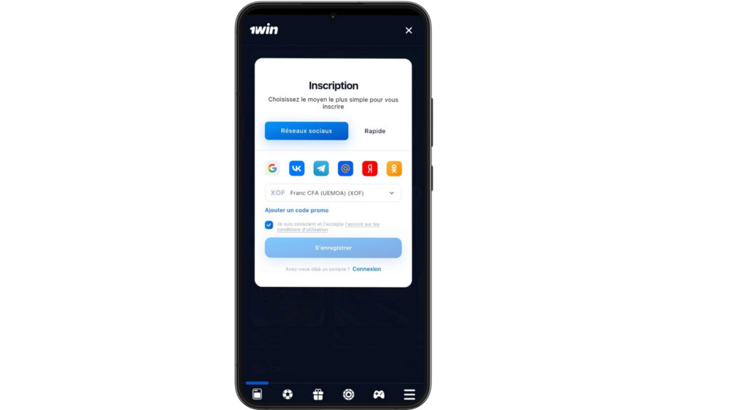 Inscription 1win methode reseaux sociaux
