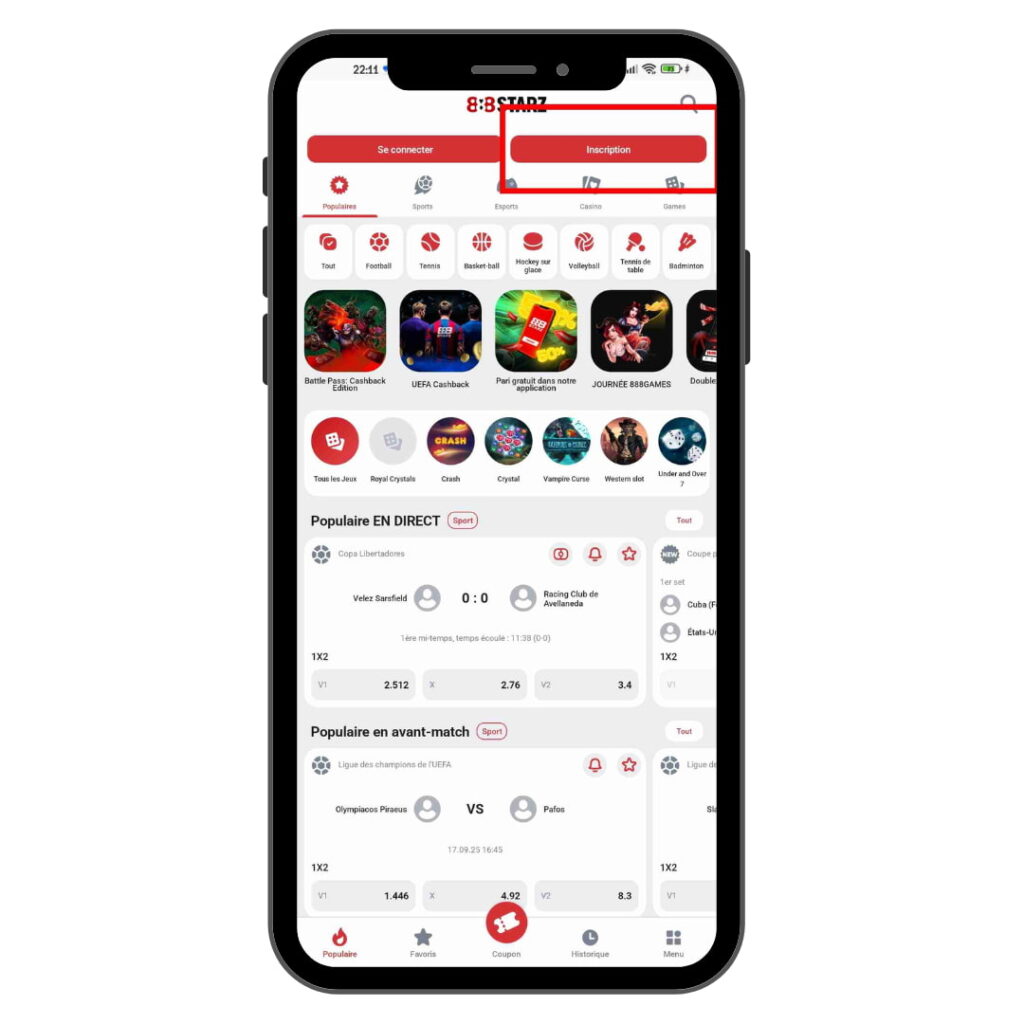 Inscription pour obtenir bonus 888starz burkina faso
