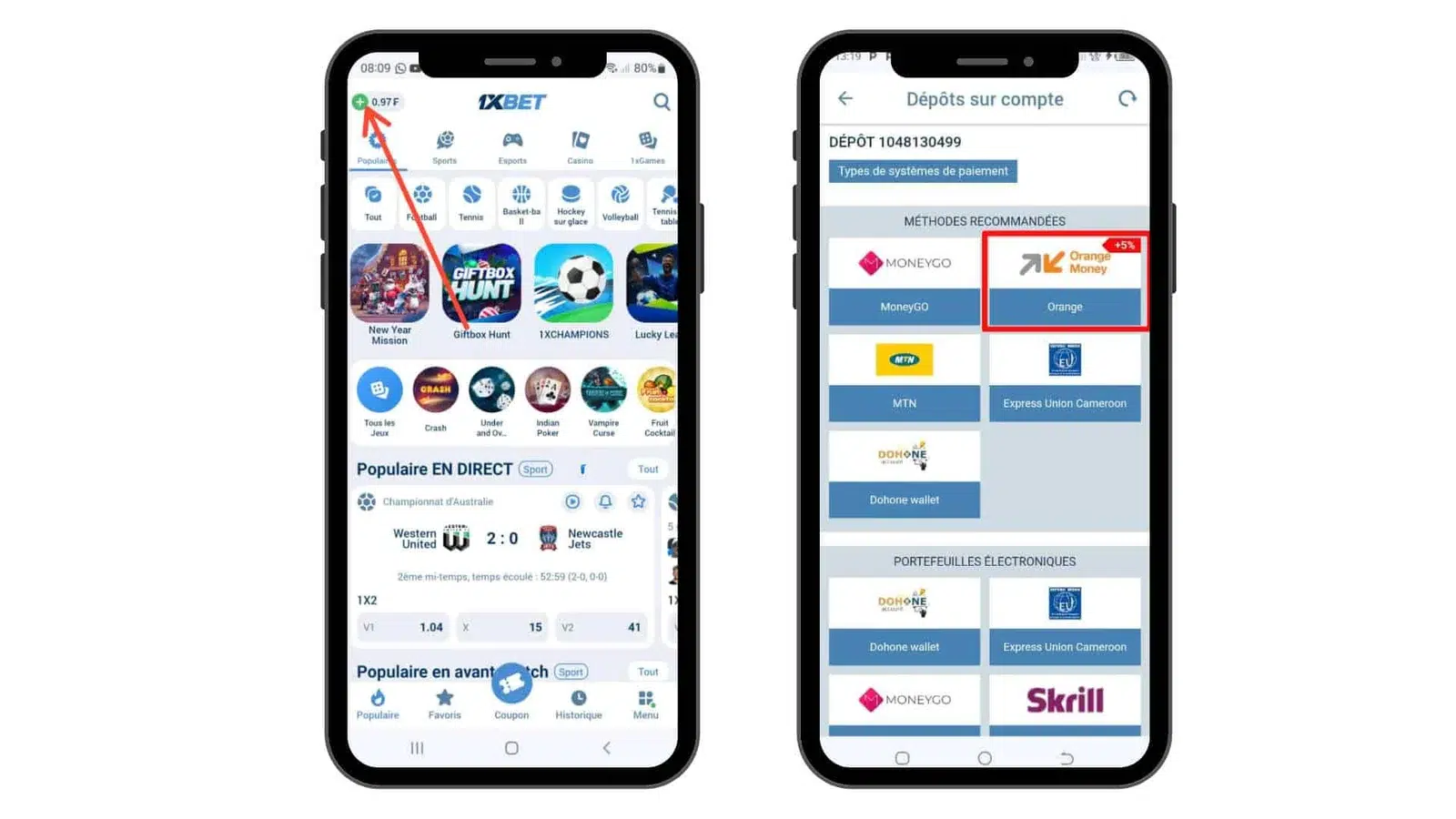 1xbet dépôt