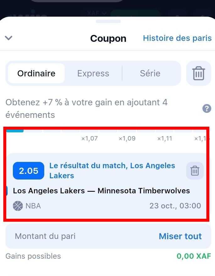 Evènement de paris sportifs