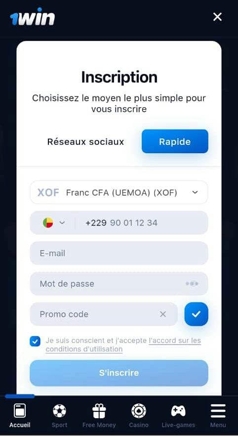 Register with 1win Guinea