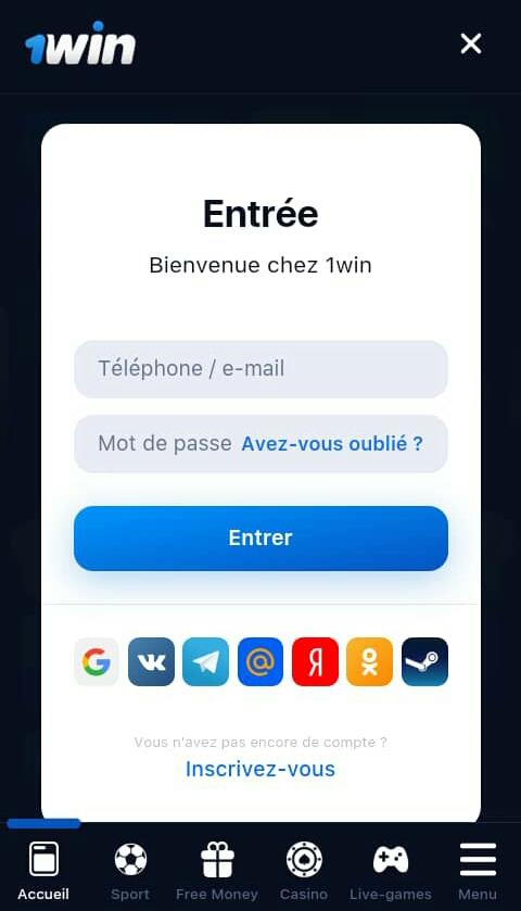 Se connecter à son compte 1win