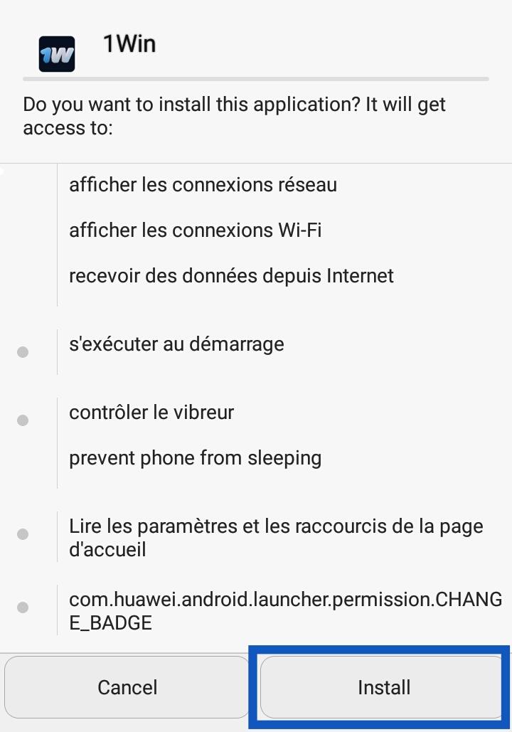 Installer 1win Cameroun sur Android/iPhone