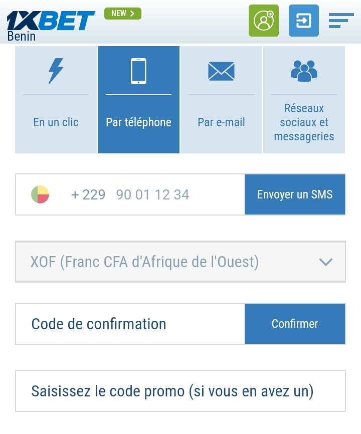 Inscription 1xbet par Téléphone