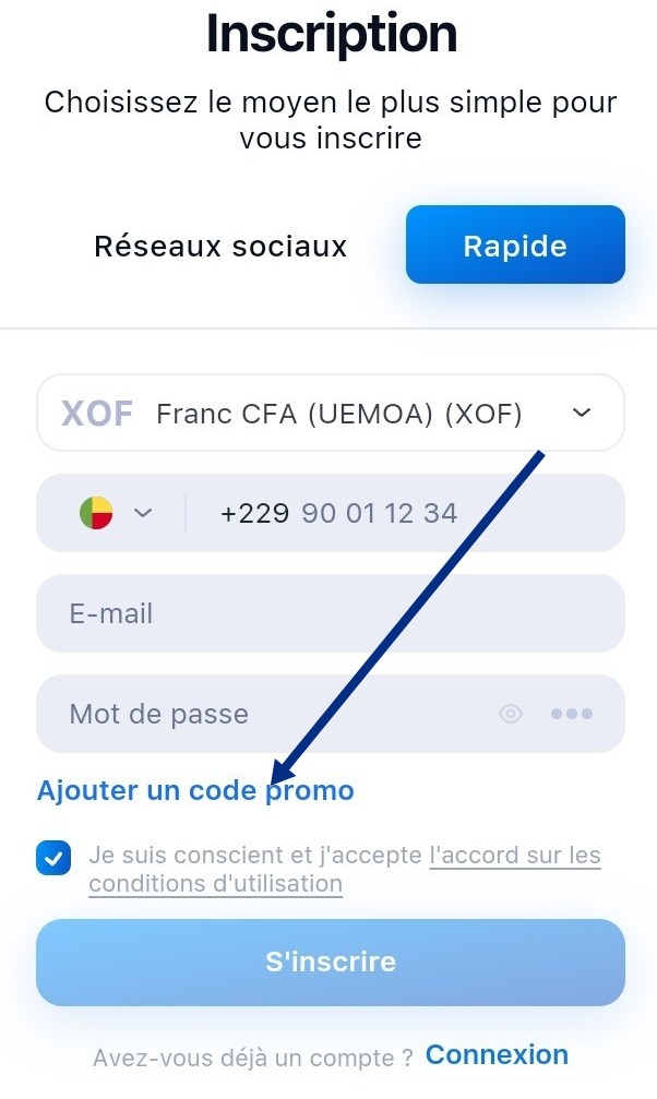 Add promo code