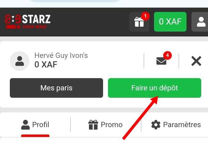 Faire un dépôt sur 888starz CI