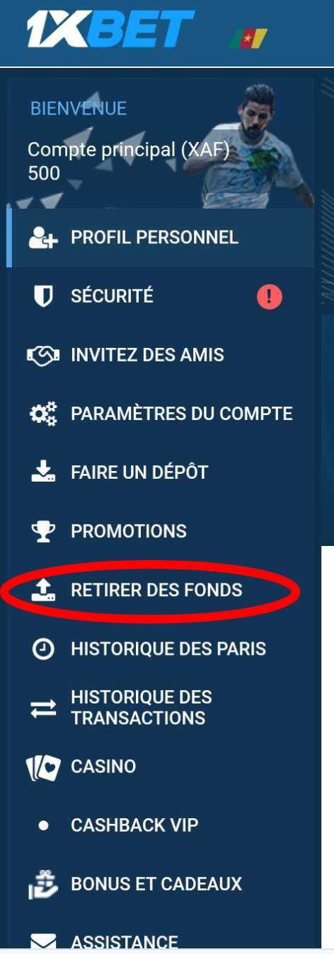 retirer des fonds sur 1xbet