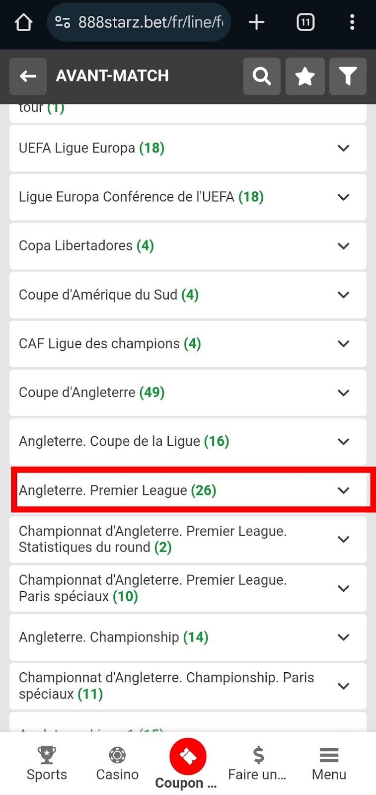 Première League d'Angleterre