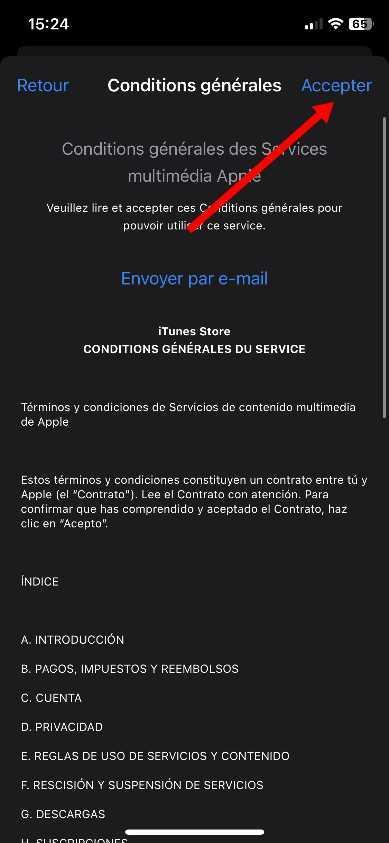 Conditions générales d'utilisation 1xbet IOS