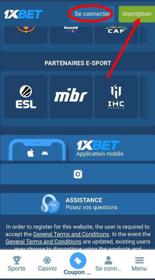 Se connecter à son compte 1xbet iOS