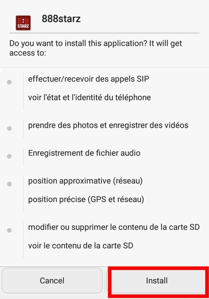 Installer l'application 888starz Togo apk