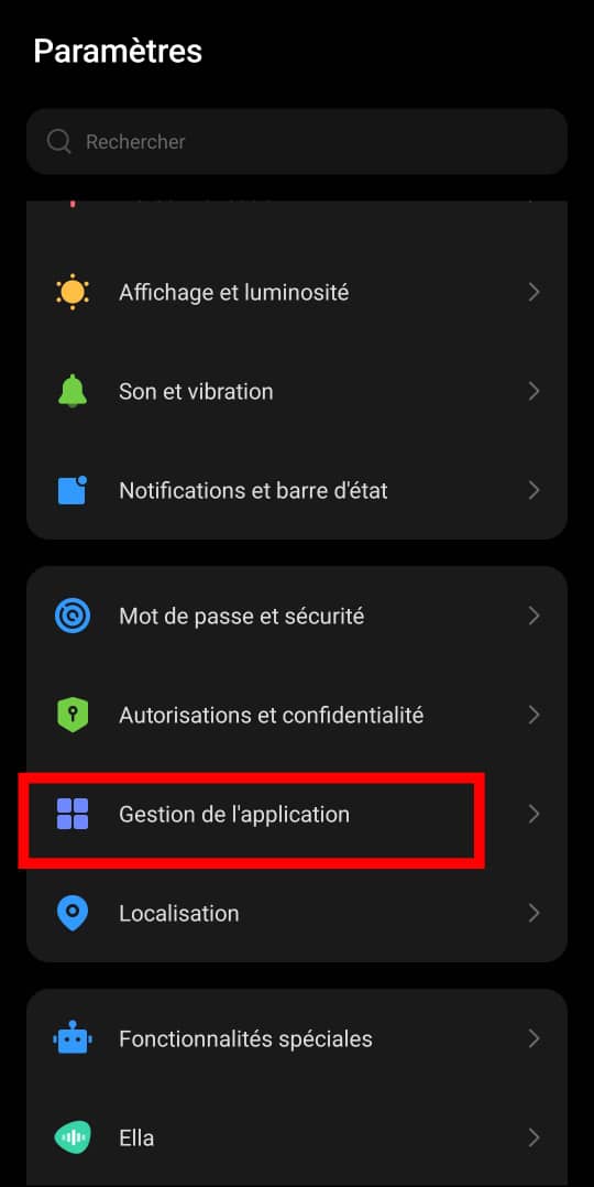 Gestion des applications 