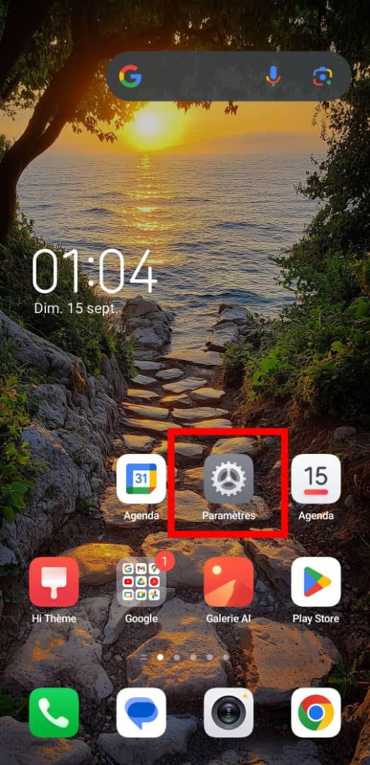 Accéder aux paramètres du téléphone 