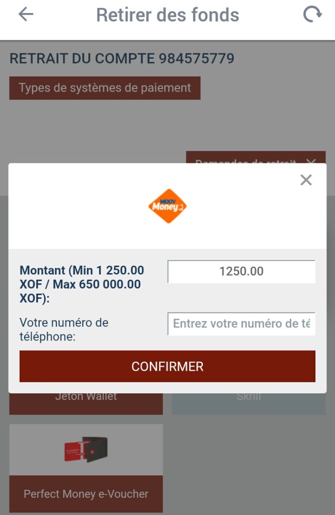 Withdraw money on 888starz Burkina Faso