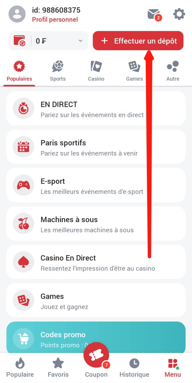 Effectuer un dépôt sur 888starz Burkina Faso