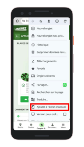 Ajouter Linebet à l'écran d'accueil