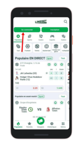 Accéder à la page de connexion Linebet CI