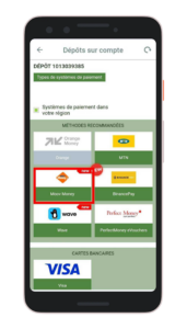 Sélectionnez un mode  de paiement parmi ceux disponibles pour la Côte d’Ivoire ;