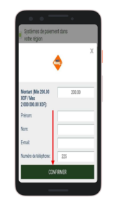 Entrez le montant et toutes les autres informations en fonction du mode de règlement ;