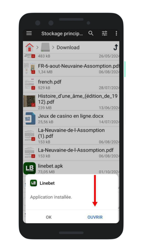 Ouvrir l'application Linebet Cameroun apk