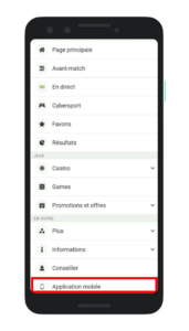 Accéder à l'application mobile Linebet Ci