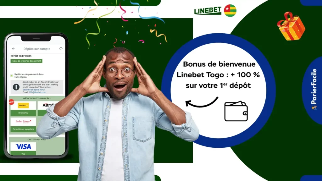 Bonus de bienvenue : + 100 % sur votre 1ᵉʳ dépôt Linebet togo 