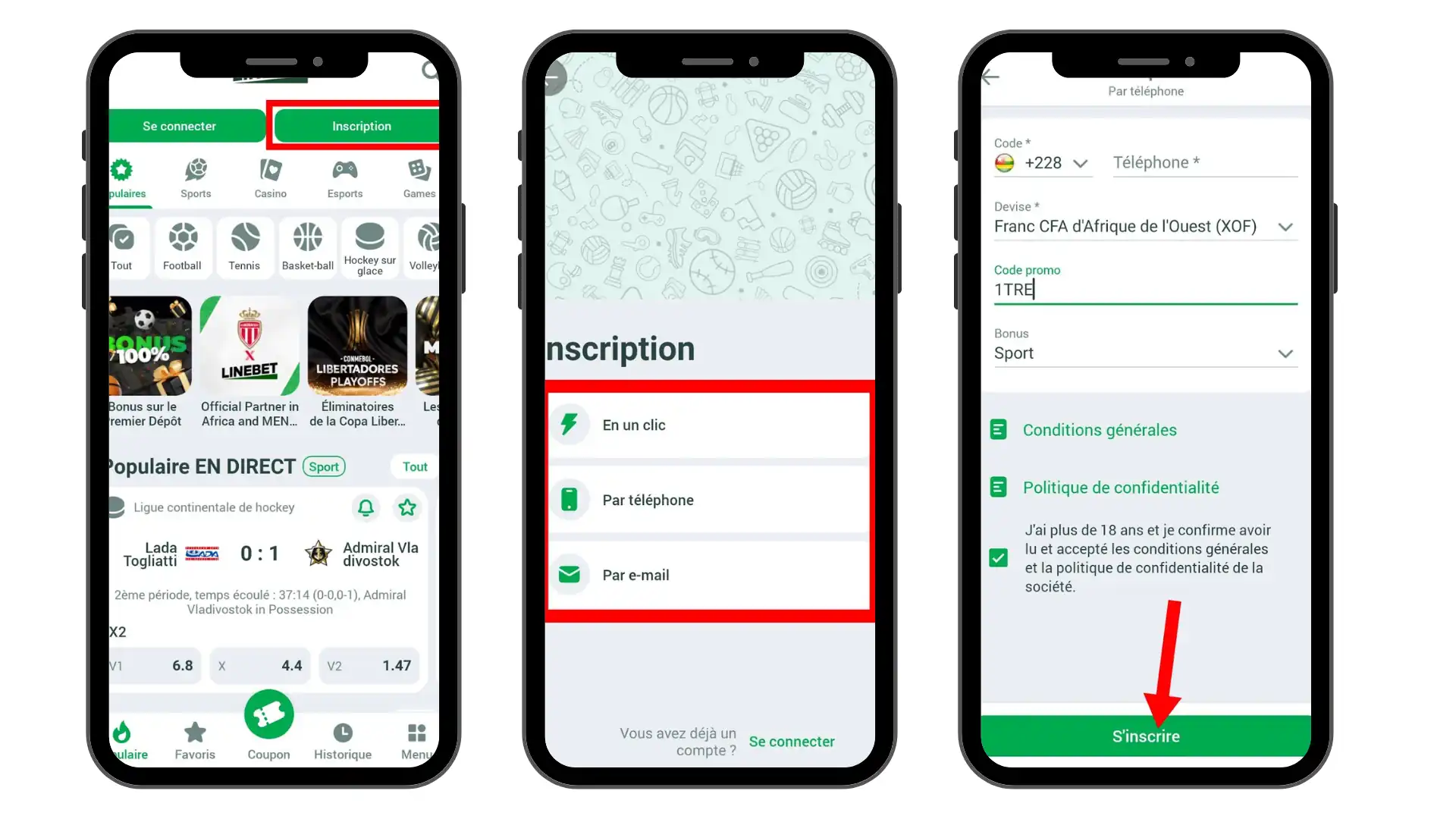 S'inscrire sur Linebet Togo