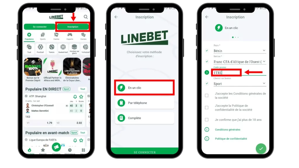 Linebet registration in one click