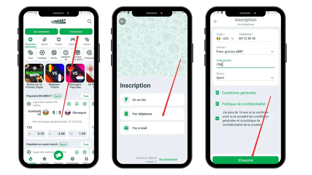 S'inscrire sur Linebet Guinée