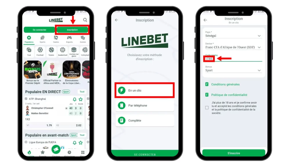 Inscription sur Linebet Sénégal