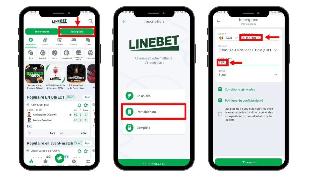 inscription sur Linebet Sénégal