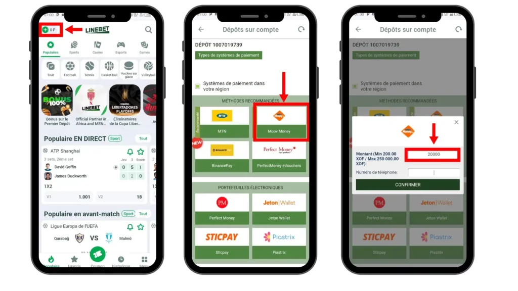 Comment faire un dépôt sur Linebet