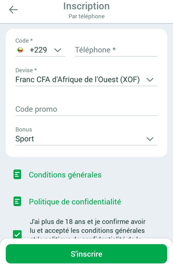 Зарегистрируйтесь в Linebet Côte d'ivoire по телефону