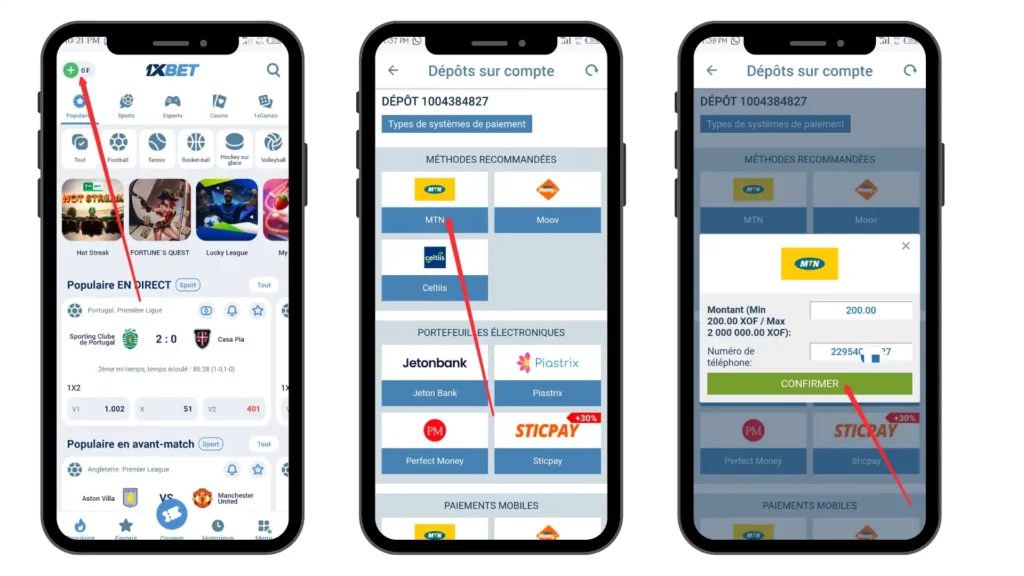 Comment faire pour parier sur 1xbet avec MTN Money