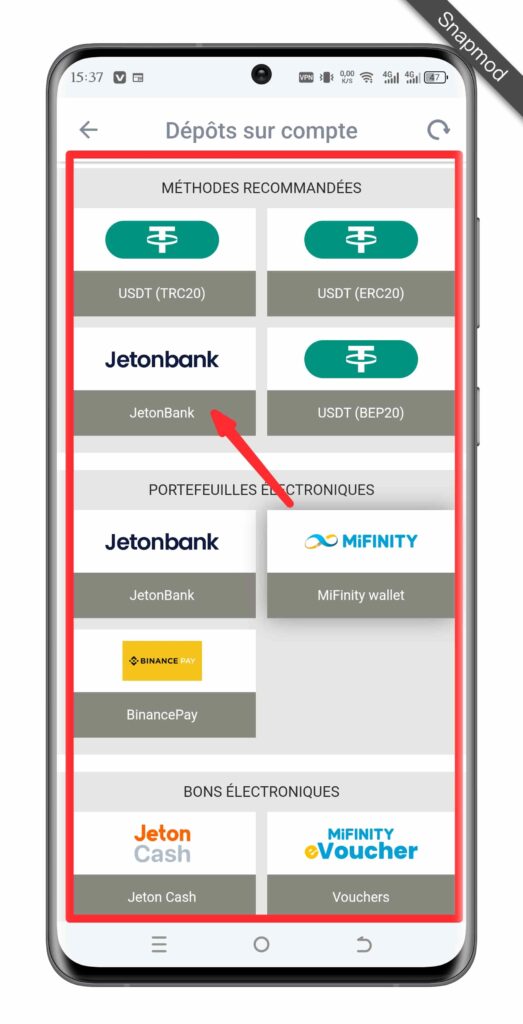 Sélectionnez une méthode de paiement