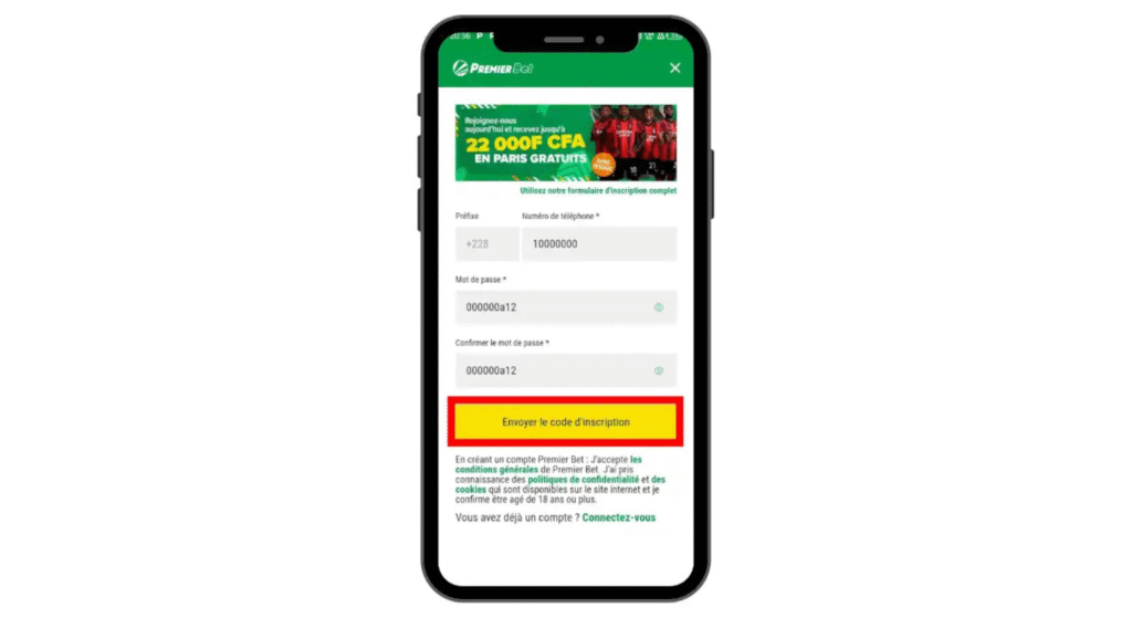 inscription premier bet