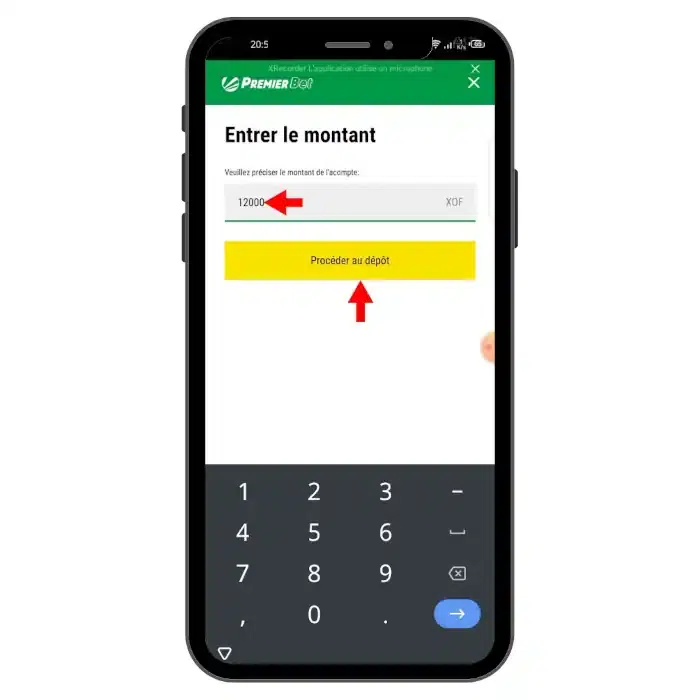 dépôt d'argent sur Premier bet
