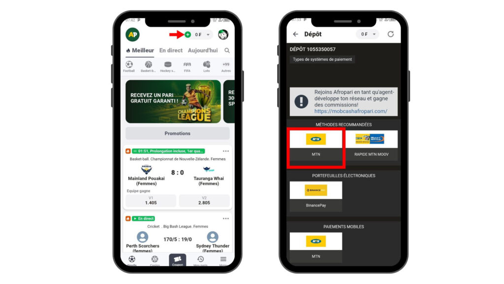 Comment faire un dépôt sur AfroPari 
