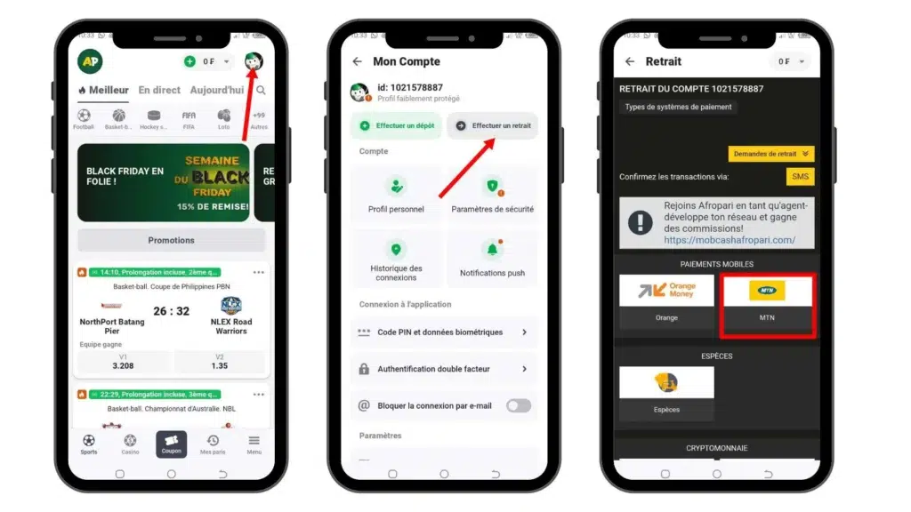Comment faire un dépôt sur AfroPari Côte d’Ivoire ? 10 Afropari retrait