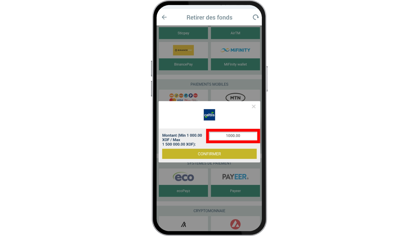 faire un retrait sur betwinner au bénin 5