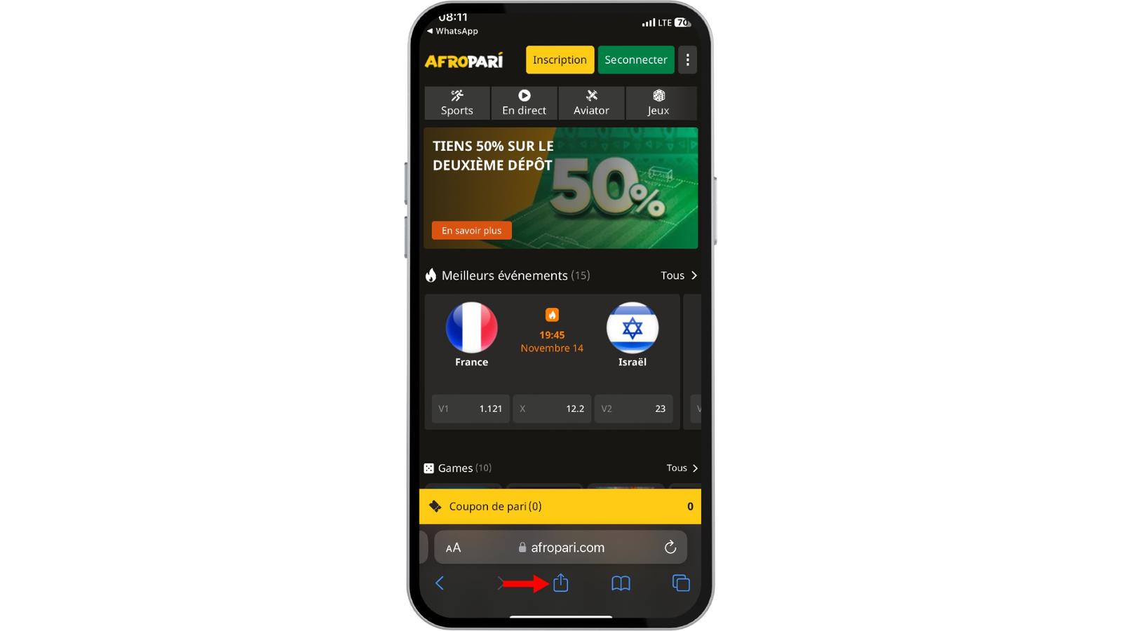 téléchargement de l'appli afropari CM sur iPhone 1