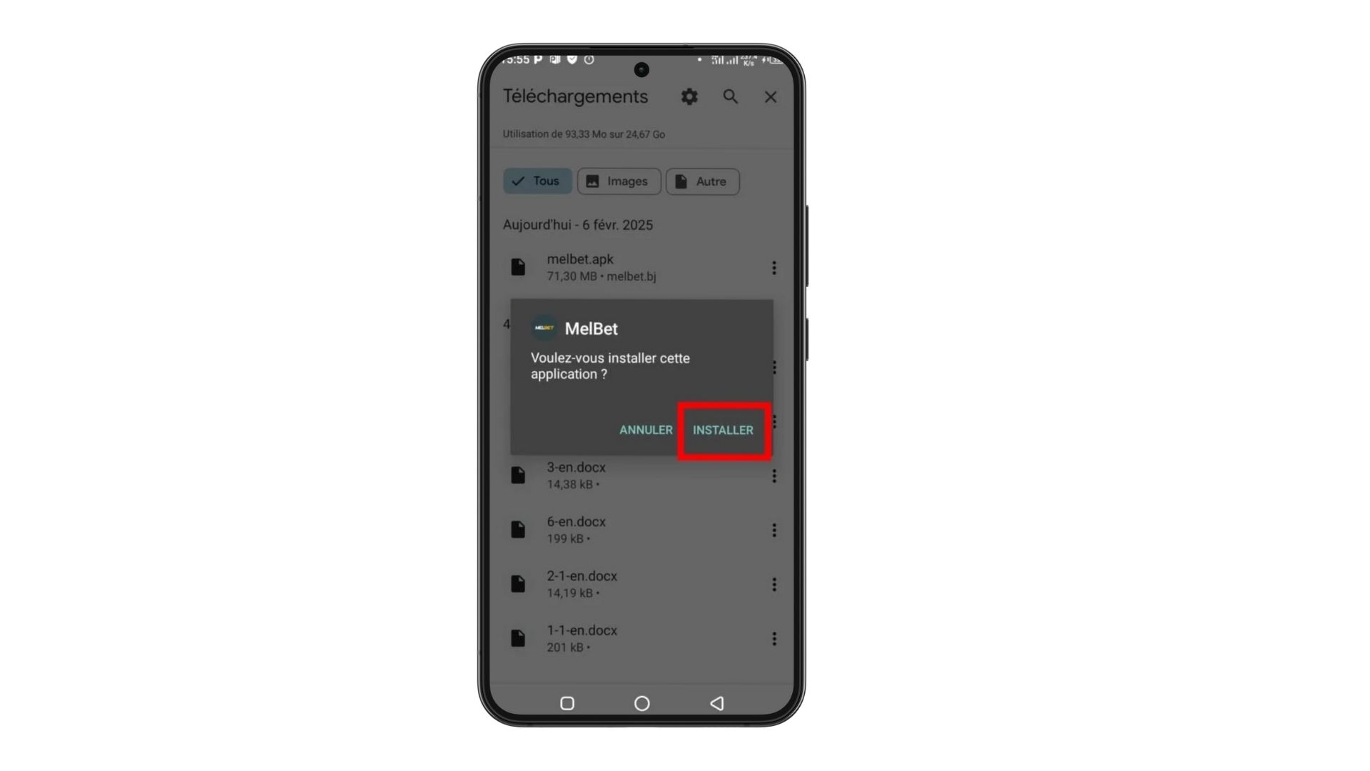 confirmer Installer apk Telecharger Melbet